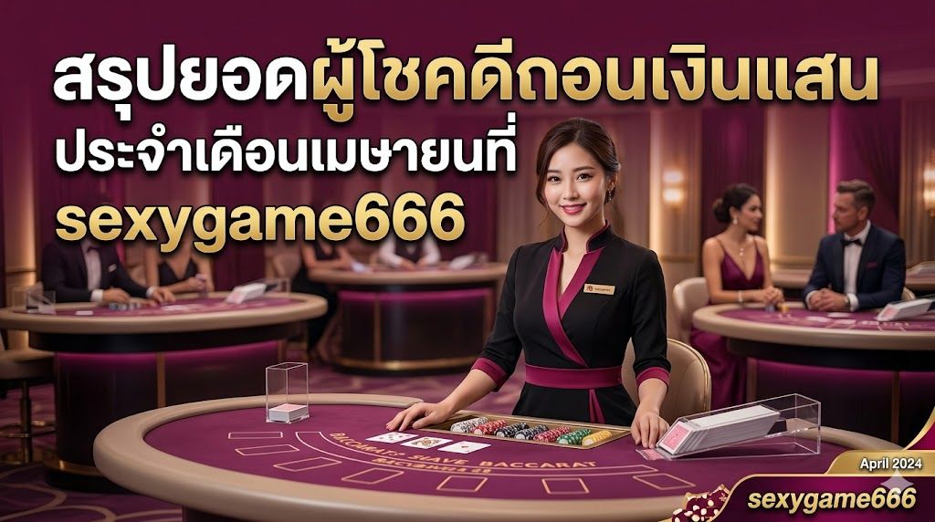 สรุปผู้โชคดีบาคาร่าเดือนเมษายน 2026 ที่ sexygame666  รีวิวถอนเงินแสนจริง ปลอดภัย 100%
