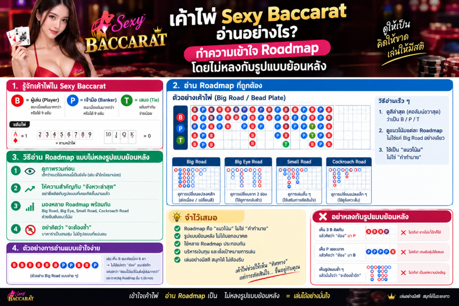 เค้าไพ่ Sexy Baccarat 2026 อ่าน Roadmap อย่างไร ไม่หลงรูปแบบย้อนหลัง