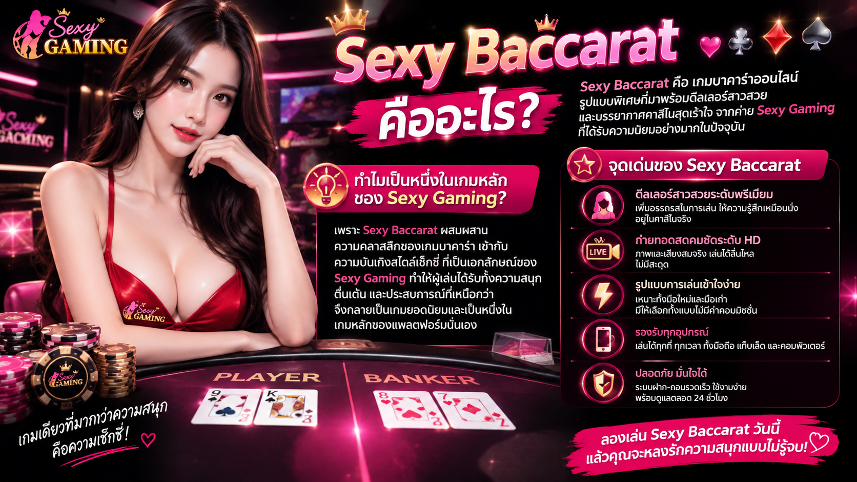 วิธีเล่นเซ็กซี่บาคาร่า 2026 เข้าใจ Player Banker Tie และการจ่ายเงินแบบง่าย